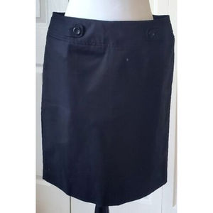 Women’s Ann Taylor Loft Black pencil Skirt SZ 14 Back Slit Button Band Waist NWT